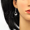 Arete Colgante 02.26.0171 Rodio Laminado, Diseño de Gota, con Swarovski Elements Aurore Boreale y Zirconia Cubica Blanca, Pulido, Rodinado