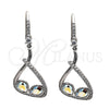 Arete Colgante 02.26.0171 Rodio Laminado, Diseño de Gota, con Swarovski Elements Aurore Boreale y Zirconia Cubica Blanca, Pulido, Rodinado