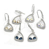 Arete Colgante 02.26.0171 Rodio Laminado, Diseño de Gota, con Swarovski Elements Aurore Boreale y Zirconia Cubica Blanca, Pulido, Rodinado