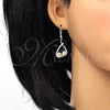 Arete Colgante 02.26.0171.2 Rodio Laminado, Diseño de Gota, con Swarovski Elements Golden Shadow y Zirconia Cubica Blanca, Pulido, Rodinado