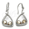 Arete Colgante 02.26.0171.2 Rodio Laminado, Diseño de Gota, con Swarovski Elements Golden Shadow y Zirconia Cubica Blanca, Pulido, Rodinado