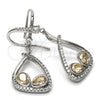 Arete Colgante 02.26.0171.2 Rodio Laminado, Diseño de Gota, con Swarovski Elements Golden Shadow y Zirconia Cubica Blanca, Pulido, Rodinado