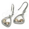Arete Colgante 02.26.0171.2 Rodio Laminado, Diseño de Gota, con Swarovski Elements Golden Shadow y Zirconia Cubica Blanca, Pulido, Rodinado