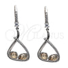 Arete Colgante 02.26.0171.2 Rodio Laminado, Diseño de Gota, con Swarovski Elements Golden Shadow y Zirconia Cubica Blanca, Pulido, Rodinado