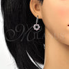Arete Colgante 02.26.0174 Rodio Laminado, con Swarovski Elements Light Rose y Cristal Blanca, Pulido, Rodinado