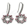 Arete Colgante 02.26.0174 Rodio Laminado, con Swarovski Elements Light Rose y Cristal Blanca, Pulido, Rodinado