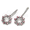 Arete Colgante 02.26.0174 Rodio Laminado, con Swarovski Elements Light Rose y Cristal Blanca, Pulido, Rodinado