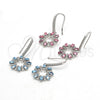 Arete Colgante 02.26.0174 Rodio Laminado, con Swarovski Elements Light Rose y Cristal Blanca, Pulido, Rodinado