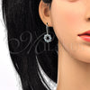 Arete Colgante 02.26.0174.1 Rodio Laminado, con Swarovski Elements Aquamarine y Cristal Blanca, Pulido, Rodinado