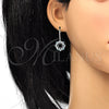 Arete Colgante 02.26.0174.1 Rodio Laminado, con Swarovski Elements Aquamarine y Cristal Blanca, Pulido, Rodinado
