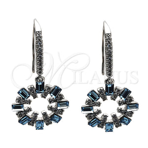 Arete Colgante 02.26.0174.1 Rodio Laminado, con Swarovski Elements Aquamarine y Cristal Blanca, Pulido, Rodinado