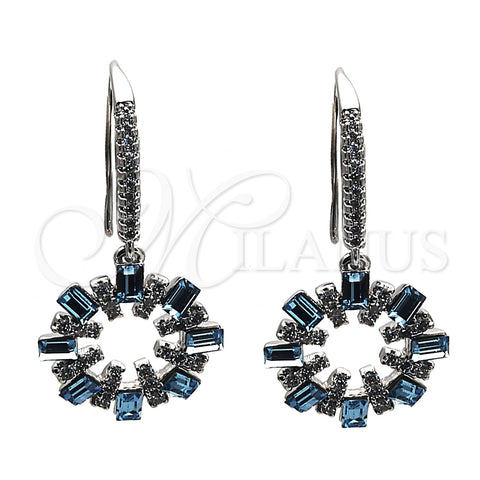 Arete Colgante 02.26.0174.1 Rodio Laminado, con Aquamarine Swarovski Elements and Blanca Cristal, Pulido, Rodinado