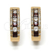 Argolla Huggie 02.267.0021.15 Oro Laminado, con Granate and Blanca Zirconia Cubica, Pulido, Tono Dorado