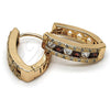 Argolla Huggie 02.267.0021.15 Oro Laminado, con Granate and Blanca Zirconia Cubica, Pulido, Tono Dorado