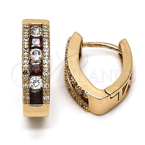 Argolla Huggie 02.267.0021.15 Oro Laminado, con Granate and Blanca Zirconia Cubica, Pulido, Tono Dorado
