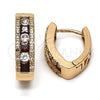 Argolla Huggie 02.267.0021.15 Oro Laminado, con Granate and Blanca Zirconia Cubica, Pulido, Tono Dorado