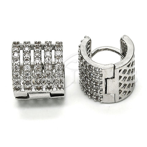 Argolla Huggie 02.267.0034.15 Rodio Laminado, con Zirconia Cubica Blanca, Pulido, Rodinado
