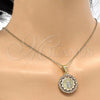 Dije Religioso 05.253.0019 Oro Laminado, Diseño de Guadalupe y Corazón, Pulido, Tres Tonos