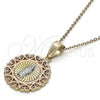 Dije Religioso 05.253.0019 Oro Laminado, Diseño de Guadalupe y Corazón, Pulido, Tres Tonos
