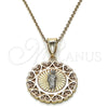 Dije Religioso 05.253.0020 Oro Laminado, Diseño de San Judas y Corazón, Pulido, Tres Tonos