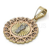 Dije Religioso 05.253.0020 Oro Laminado, Diseño de San Judas y Corazón, Pulido, Tres Tonos