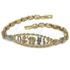 Pulsera Elegante 03.253.0019.08 Oro Laminado, Diseño de Elefante y Búho, con Rubi Zirconia Cubica, Pulido, Tres Tonos (05 MM Thickness, 8 Inches Length)