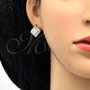 Arete Gancho Frances 02.168.0050 Oro Laminado, con Blanca Zirconia Cubica, Pulido, Tono Dorado