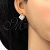 Arete Gancho Frances 02.168.0050 Oro Laminado, con Blanca Zirconia Cubica, Pulido, Tono Dorado