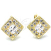 Arete Gancho Frances 02.168.0050 Oro Laminado, con Blanca Zirconia Cubica, Pulido, Tono Dorado