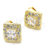 Arete Gancho Frances 02.168.0050 Oro Laminado, con Blanca Zirconia Cubica, Pulido, Tono Dorado