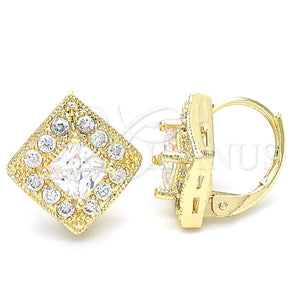 Arete Gancho Frances 02.168.0050 Oro Laminado, con Blanca Zirconia Cubica, Pulido, Tono Dorado
