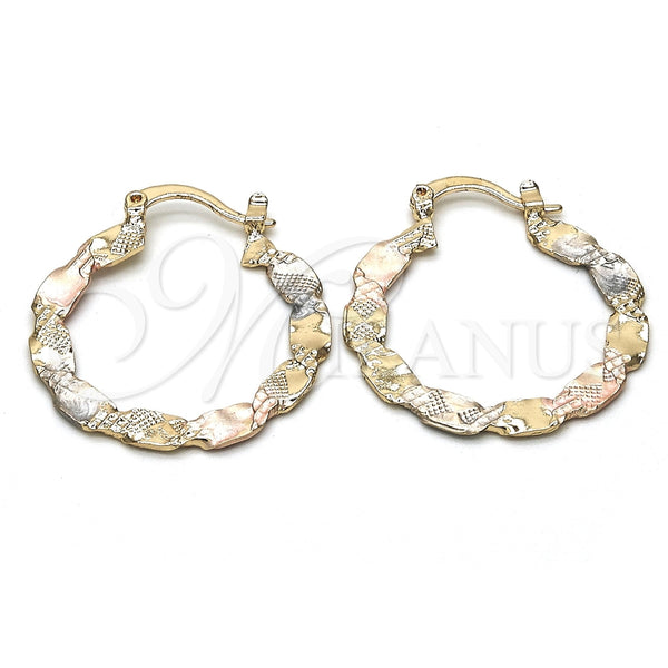 Argolla Mediana 02.170.0187.30 Oro Laminado, Diamantado, Tres Tonos