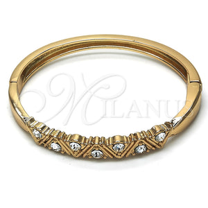 Aro Individual 07.307.0004.04 Oro Laminado, con Blanca Cristal, Pulido, Tono Dorado (06 MM Thickness, Size 4 (2.25 Diameter))