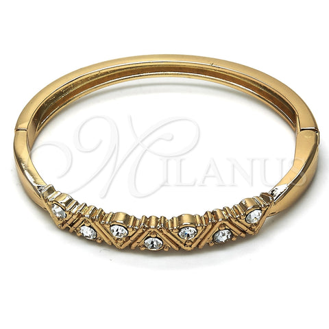Aro Individual 07.307.0004.04 Oro Laminado, con Blanca Cristal, Pulido, Tono Dorado (06 MM Thickness, Size 4 (2.25 Diameter))