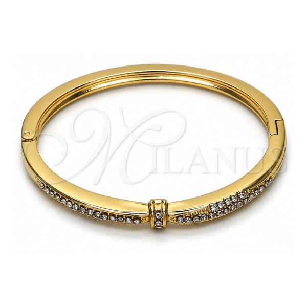 Aro Individual 07.307.0012.04 Oro Laminado, con Cristal Blanca, Pulido, Tono Dorado (Grosor 04 MM, Talla 4 (2,25 de Diámetro))