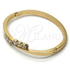 Aro Individual 07.307.0013.04 Oro Laminado, con Blanca Cristal, Pulido, Tono Dorado (04 MM Thickness, Size 4 (2.25 Diameter))