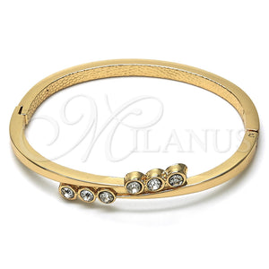 Aro Individual 07.307.0013.04 Oro Laminado, con Blanca Cristal, Pulido, Tono Dorado (04 MM Thickness, Size 4 (2.25 Diameter))