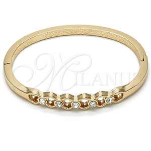Aro Individual 07.307.0014.05 Oro Laminado, con Blanca Cristal, Pulido, Tono Dorado (04 MM Thickness, Size 5 (2.50 Diameter))