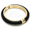 Aro Individual 07.307.0016.05 Oro Laminado, con Negro Cristal, Pulido, Tono Dorado (10 MM Thickness, Size 5 (2.50 Diameter))