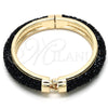 Aro Individual 07.307.0016.05 Oro Laminado, con Negro Cristal, Pulido, Tono Dorado (10 MM Thickness, Size 5 (2.50 Diameter))