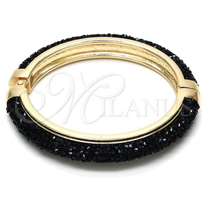 Aro Individual 07.307.0016.05 Oro Laminado, con Negro Cristal, Pulido, Tono Dorado (10 MM Thickness, Size 5 (2.50 Diameter))
