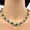 Collar y Pulsera 06.284.0004.1 Oro Laminado, Diseño de Mariposa, con Verde and Blanca Zirconia Cubica, Pulido, Tono Dorado