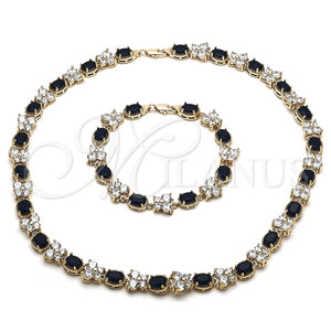 Collar y Pulsera 06.284.0004.2 Oro Laminado, Diseño de Mariposa, con Zafiro Azul and Blanca Zirconia Cubica, Pulido, Tono Dorado