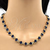 Collar y Pulsera 06.284.0005.2 Oro Laminado, Diseño de Corazón, con Zafiro Azul and Blanca Zirconia Cubica, Pulido, Tono Dorado