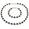 Collar y Pulsera 06.284.0005.2 Oro Laminado, Diseño de Corazón, con Zafiro Azul and Blanca Zirconia Cubica, Pulido, Tono Dorado