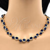 Collar y Pulsera 06.284.0010.2 Oro Laminado, Diseño de Corazón, con Zafiro Azul and Blanca Zirconia Cubica, Pulido, Tono Dorado