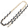 Collar y Pulsera 06.284.0010.2 Oro Laminado, Diseño de Corazón, con Zafiro Azul and Blanca Zirconia Cubica, Pulido, Tono Dorado