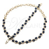 Collar y Pulsera 06.284.0010.2 Oro Laminado, Diseño de Corazón, con Zafiro Azul and Blanca Zirconia Cubica, Pulido, Tono Dorado