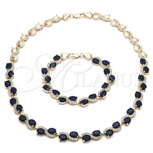 Collar y Pulsera 06.284.0010.2 Oro Laminado, Diseño de Corazón, con Zafiro Azul and Blanca Zirconia Cubica, Pulido, Tono Dorado