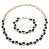 Collar y Pulsera 06.284.0010.2 Oro Laminado, Diseño de Corazón, con Zafiro Azul and Blanca Zirconia Cubica, Pulido, Tono Dorado